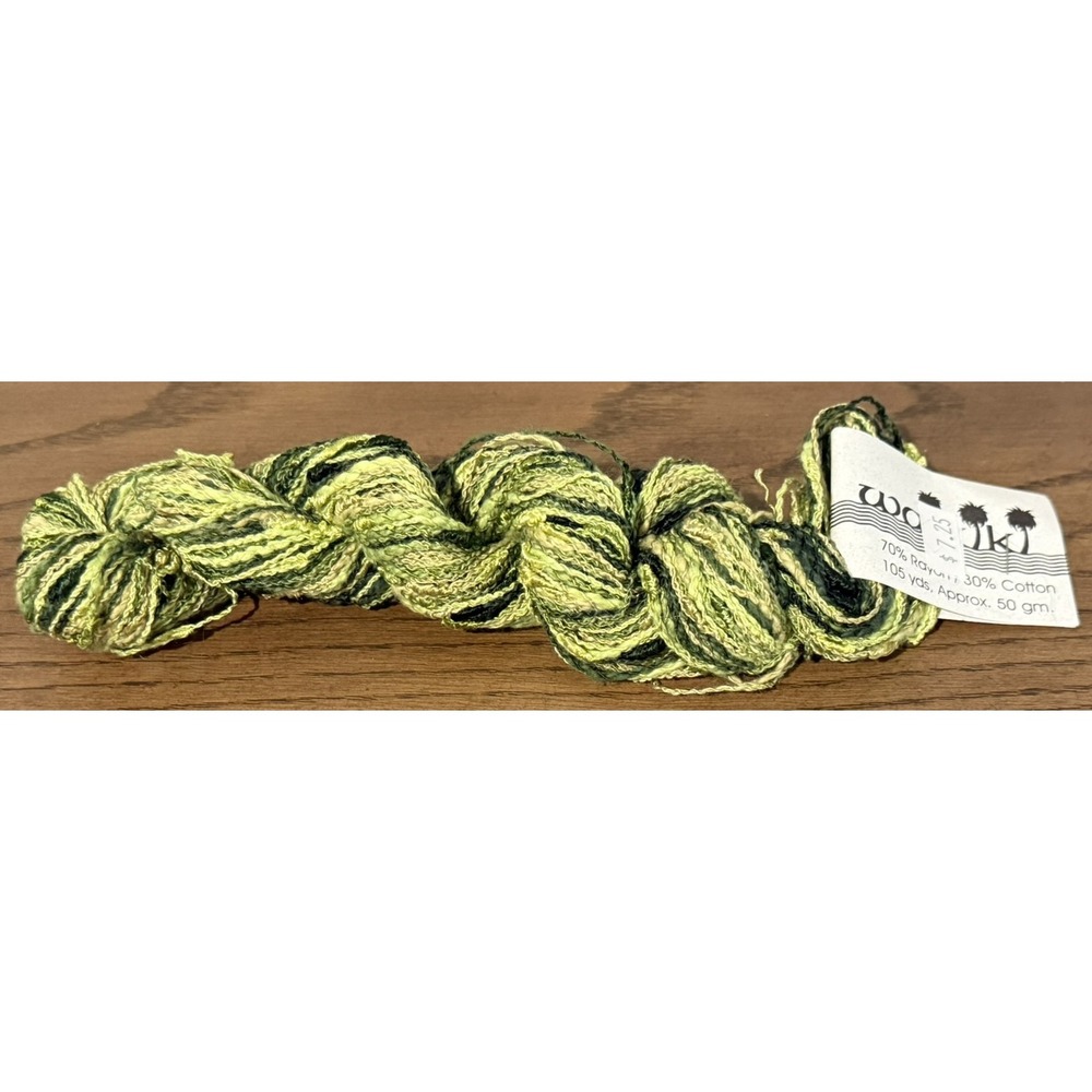 Vintage Crystal Palace Yarns Waikiki Green Variegated Rayon Cotton Yarn 105 Yds